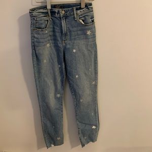 star print high rise jeans